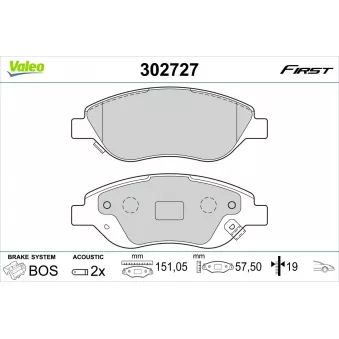 Jeu de 4 plaquettes de frein avant VALEO 302727