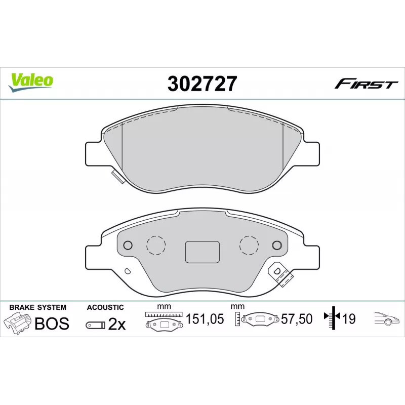 Jeu de 4 plaquettes de frein avant VALEO 302727