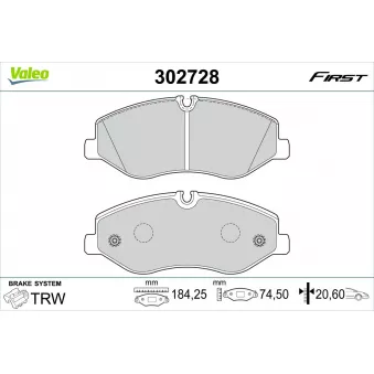 Jeu de 4 plaquettes de frein avant VALEO 302728