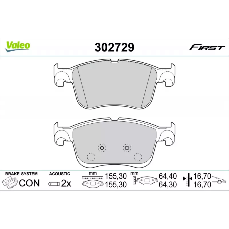 Jeu de 4 plaquettes de frein avant VALEO 302729