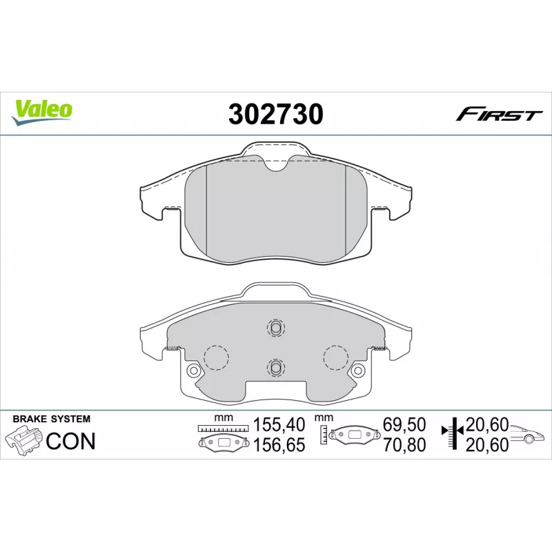 Jeu de 4 plaquettes de frein avant VALEO 302730