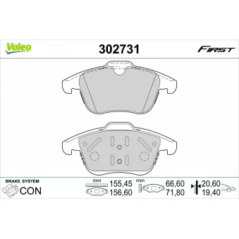 Jeu de 4 plaquettes de frein avant VALEO 302731