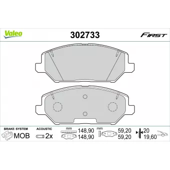 Jeu de 4 plaquettes de frein avant VALEO 302733