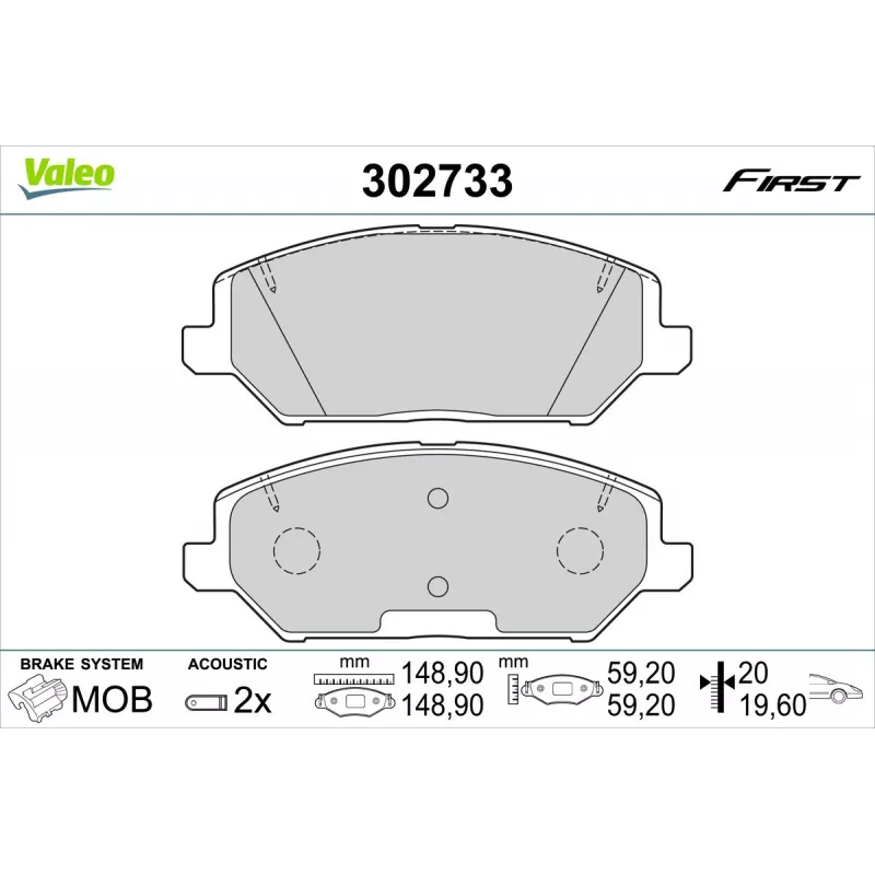 Jeu de 4 plaquettes de frein avant VALEO 302733