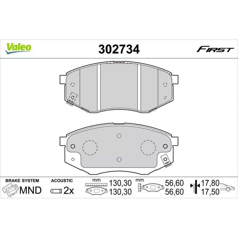 Jeu de 4 plaquettes de frein avant VALEO 302734