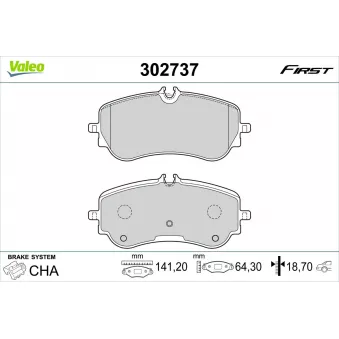 Jeu de 4 plaquettes de frein arrière VALEO 302737