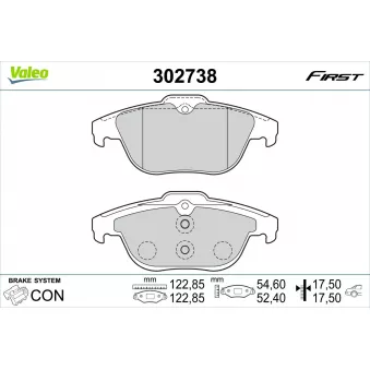 Jeu de 4 plaquettes de frein arrière VALEO 302738