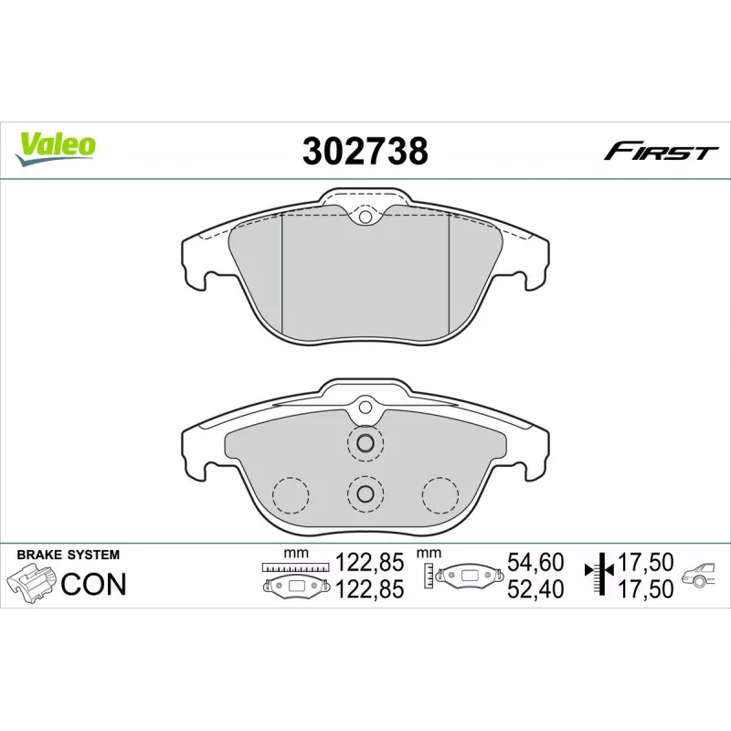 Jeu de 4 plaquettes de frein arrière VALEO 302738