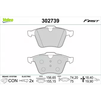 Jeu de 4 plaquettes de frein avant VALEO 302739