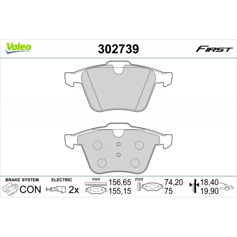 Jeu de 4 plaquettes de frein avant VALEO 302739