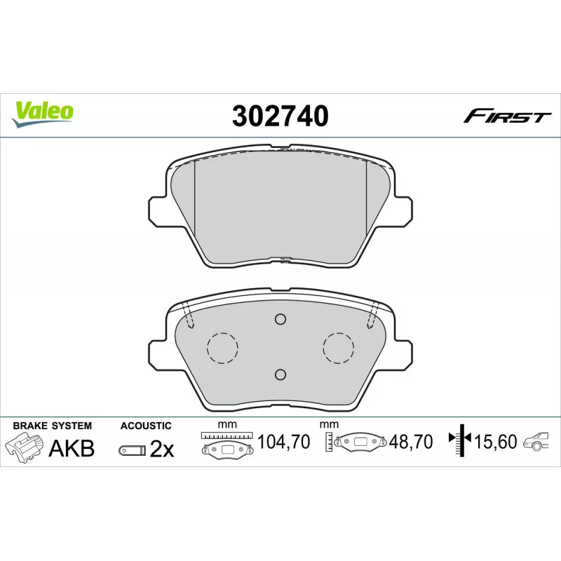 Jeu de 4 plaquettes de frein arrière VALEO 302740