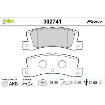 Jeu de 4 plaquettes de frein arrière VALEO 302741