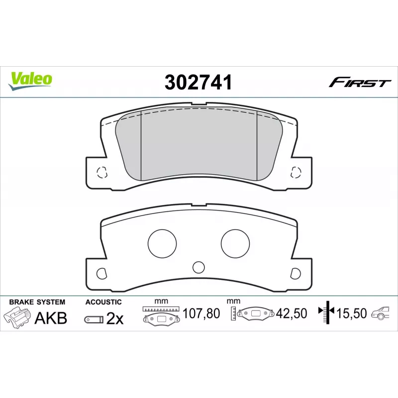 Jeu de 4 plaquettes de frein arrière VALEO 302741