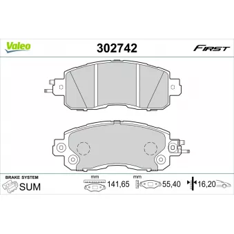 Jeu de 4 plaquettes de frein avant VALEO 302742