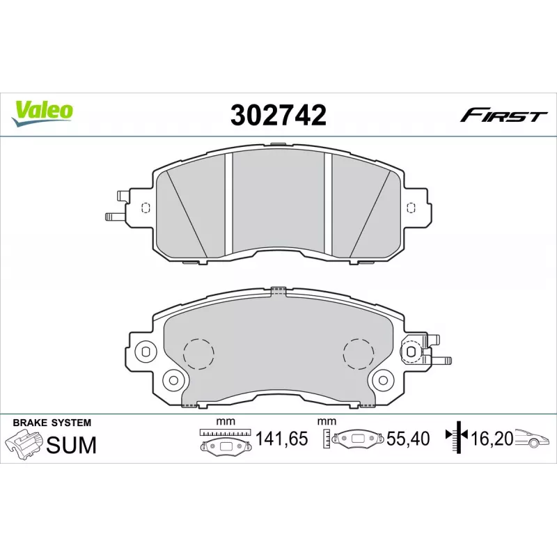 Jeu de 4 plaquettes de frein avant VALEO 302742
