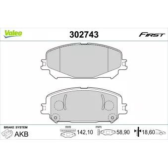 Jeu de 4 plaquettes de frein avant VALEO 302743