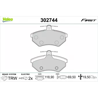 Jeu de 4 plaquettes de frein avant VALEO 302744
