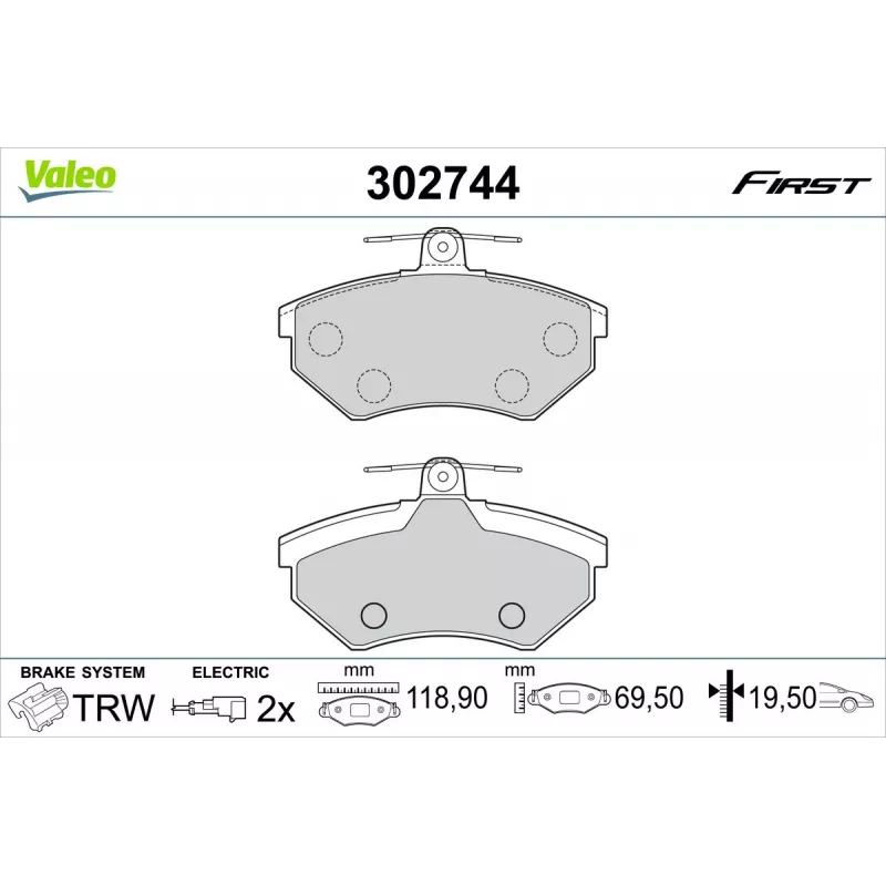 Jeu de 4 plaquettes de frein avant VALEO 302744