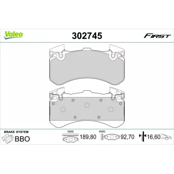 Jeu de 4 plaquettes de frein avant VALEO 302745