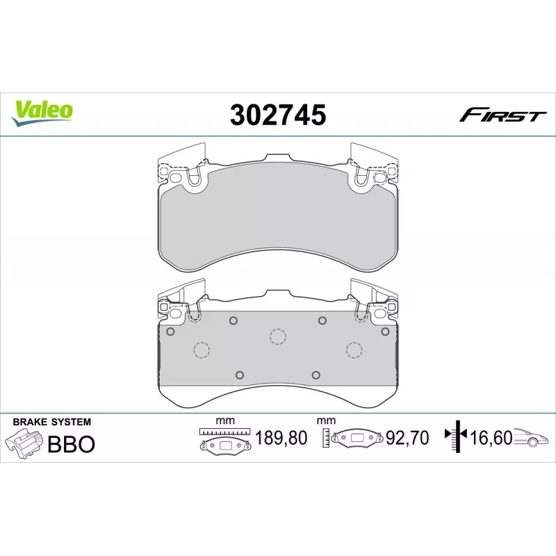 Jeu de 4 plaquettes de frein avant VALEO 302745
