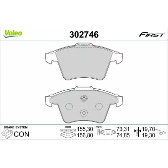 Jeu de 4 plaquettes de frein avant VALEO 302746