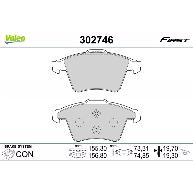 Jeu de 4 plaquettes de frein avant VALEO 302746