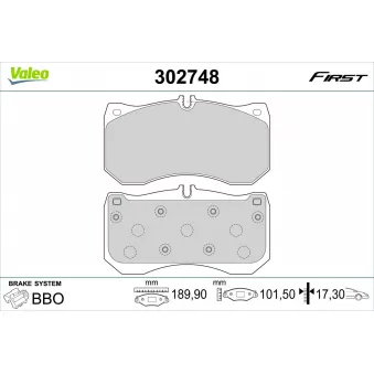 Jeu de 4 plaquettes de frein avant VALEO 302748