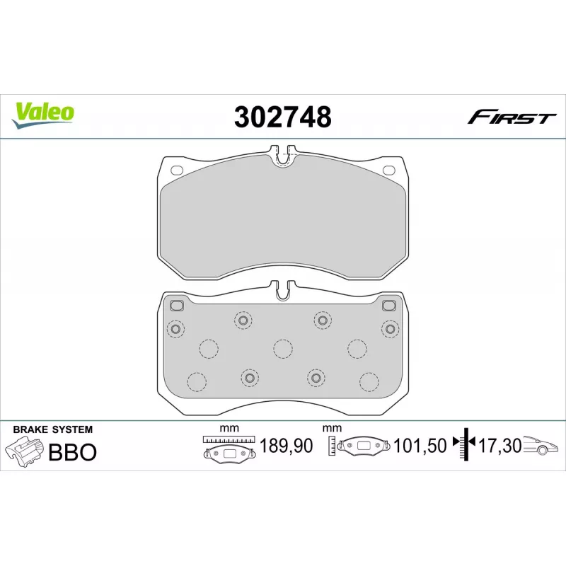 Jeu de 4 plaquettes de frein avant VALEO 302748