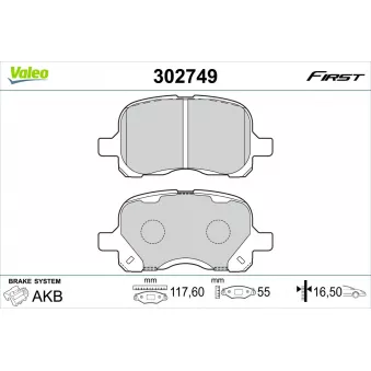 Jeu de 4 plaquettes de frein avant VALEO 302749