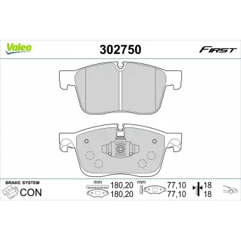 Jeu de 4 plaquettes de frein arrière VALEO 302750