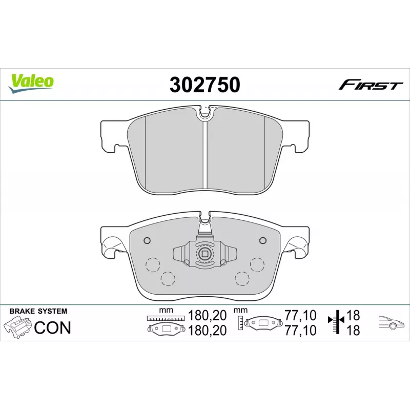 Jeu de 4 plaquettes de frein arrière VALEO 302750