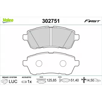 Jeu de 4 plaquettes de frein avant VALEO 302751