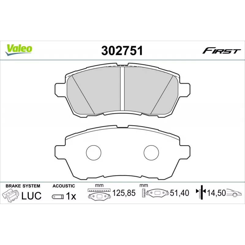 Jeu de 4 plaquettes de frein avant VALEO 302751