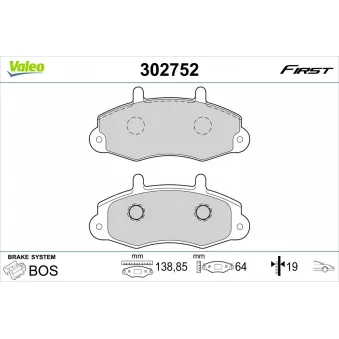 Jeu de 4 plaquettes de frein avant VALEO 302752