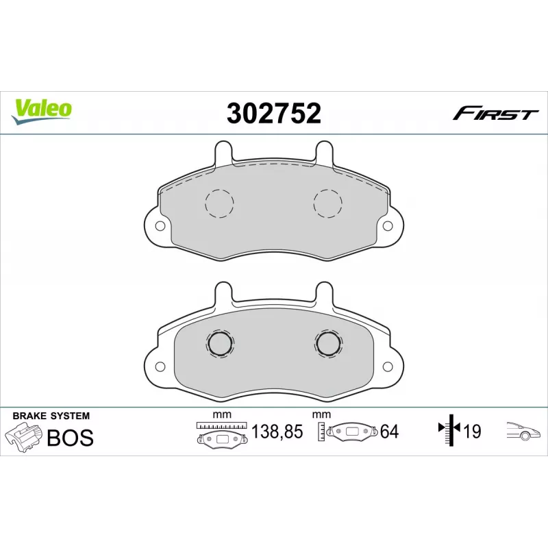 Jeu de 4 plaquettes de frein avant VALEO 302752
