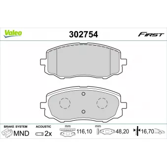 Jeu de 4 plaquettes de frein avant VALEO 302754