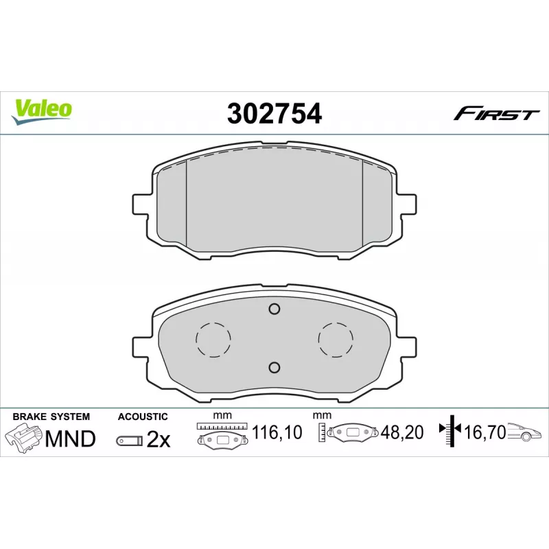 Jeu de 4 plaquettes de frein avant VALEO 302754