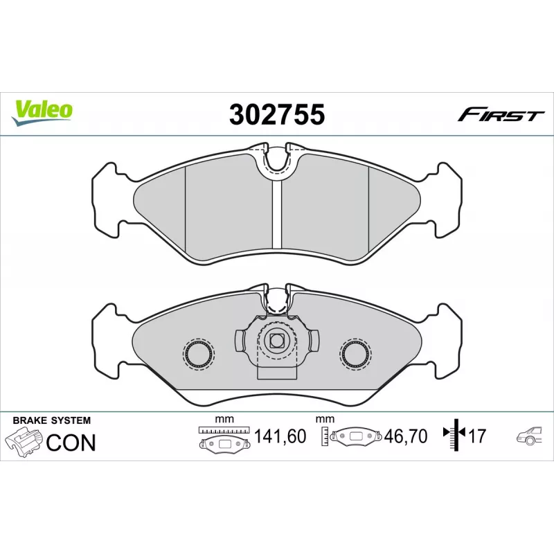 Jeu de 4 plaquettes de frein arrière VALEO 302755