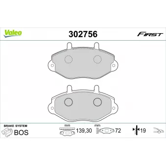 Jeu de 4 plaquettes de frein avant VALEO 302756