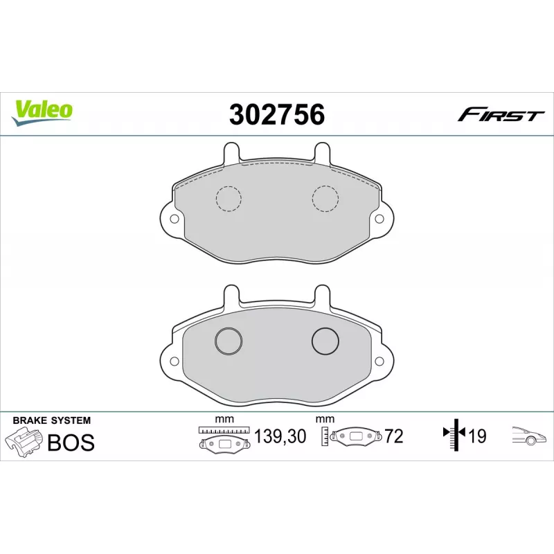 Jeu de 4 plaquettes de frein avant VALEO 302756