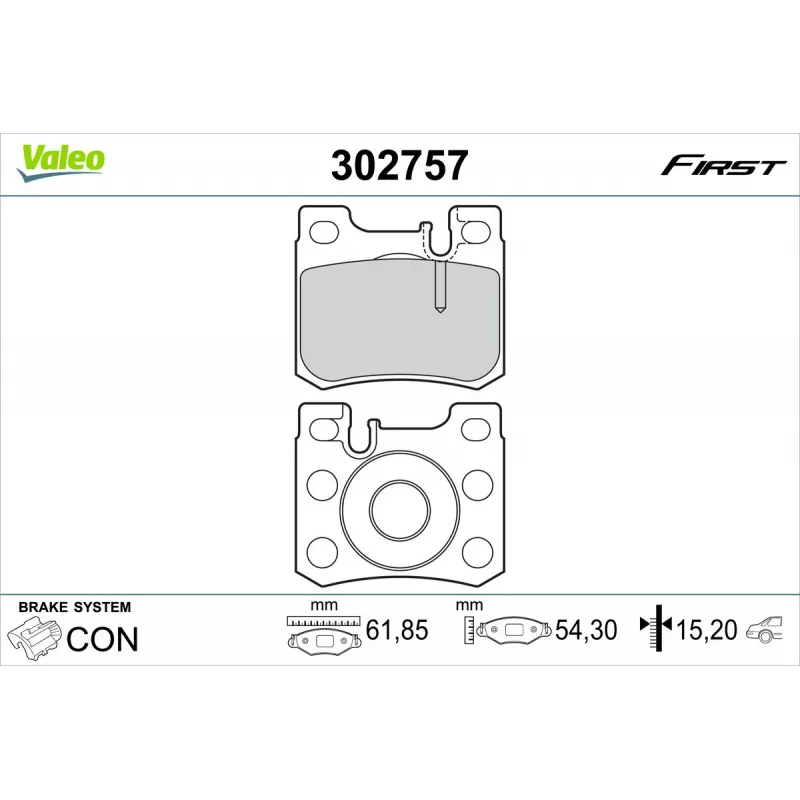 Jeu de 4 plaquettes de frein arrière VALEO 302757