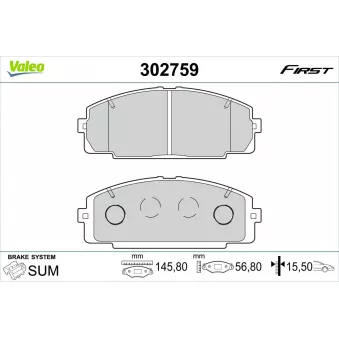 Jeu de 4 plaquettes de frein avant VALEO 302759