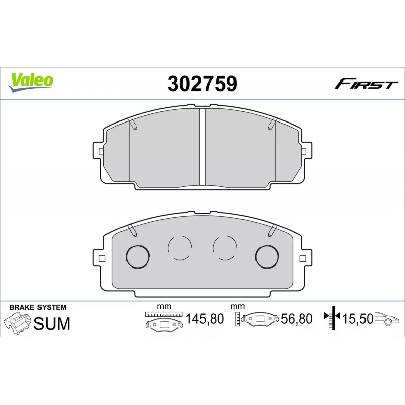 Jeu de 4 plaquettes de frein avant VALEO 302759