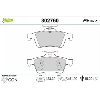 Jeu de 4 plaquettes de frein arrière VALEO 302760