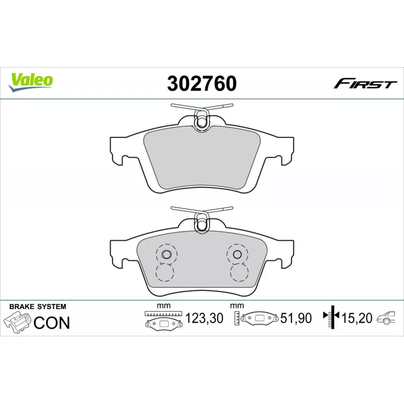 Jeu de 4 plaquettes de frein arrière VALEO 302760