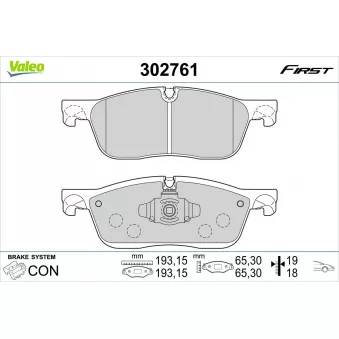 Jeu de 4 plaquettes de frein avant VALEO 302761