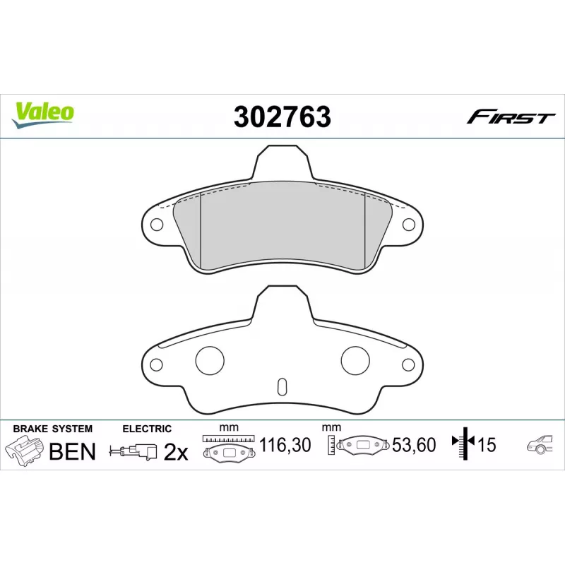 Jeu de 4 plaquettes de frein arrière VALEO 302763