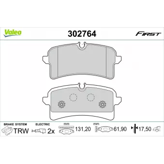 Jeu de 4 plaquettes de frein arrière VALEO 302764