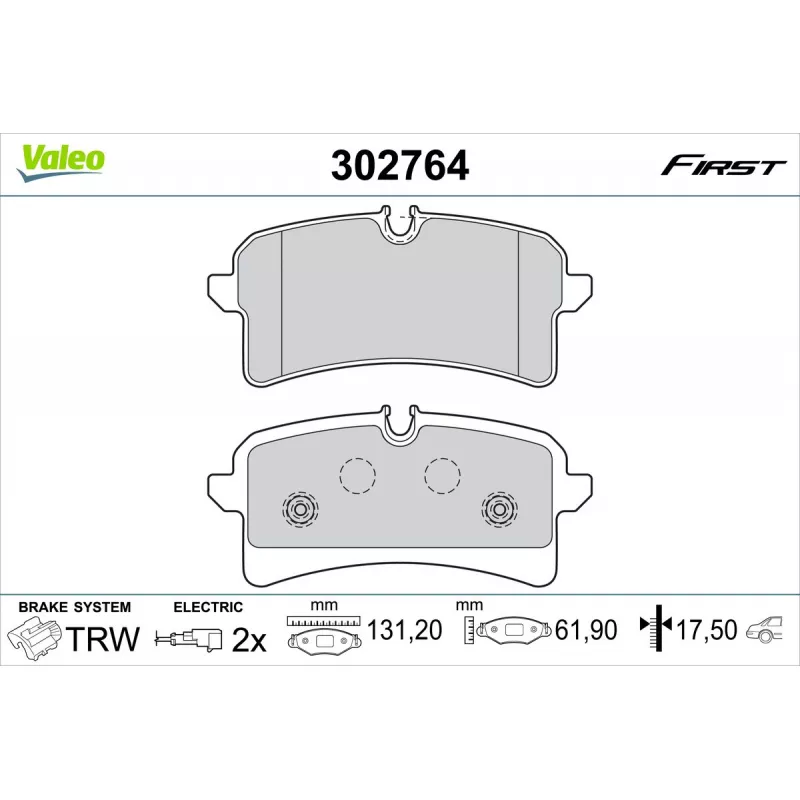 Jeu de 4 plaquettes de frein arrière VALEO 302764