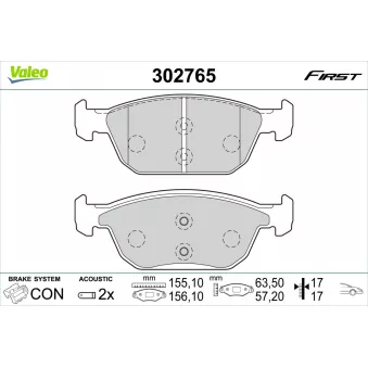 Jeu de 4 plaquettes de frein avant VALEO 302765